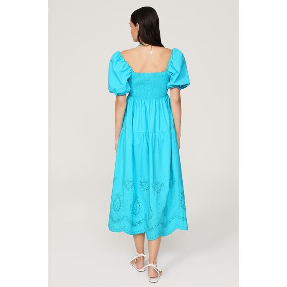 LINE & DOT Bright Blue A-Line Off Shoulder Lace Cutout Midi Dress Size XS - Picture 2 of 13